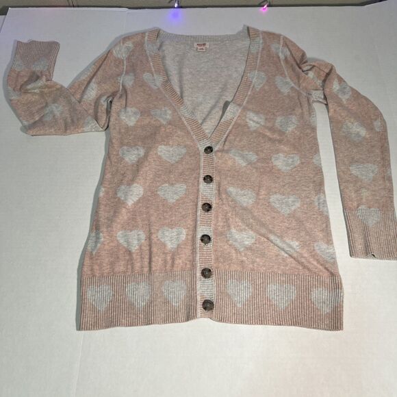 Mossimo Supply Co. Sweaters - Mossimo Large V Neck Cardigan Hearts Valentine's Whimsy Coquette
